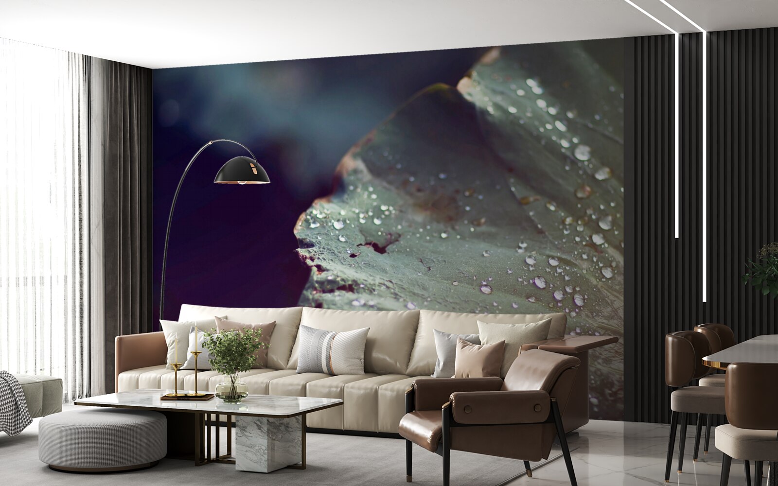 Papier peint grains de rosée précoce sur une feuille