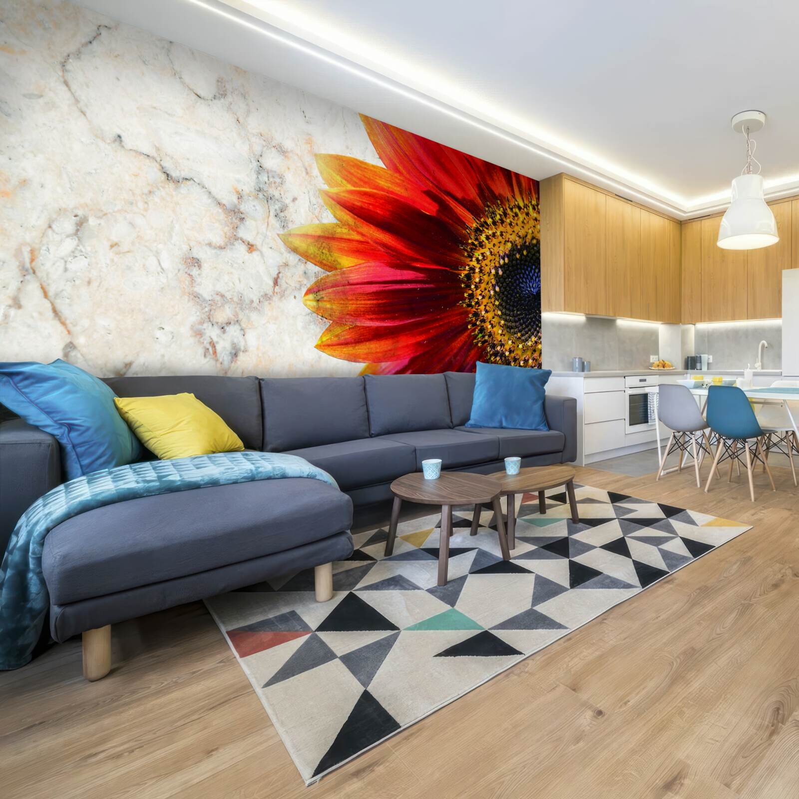 Papier peint énorme gerbera rouge-orange