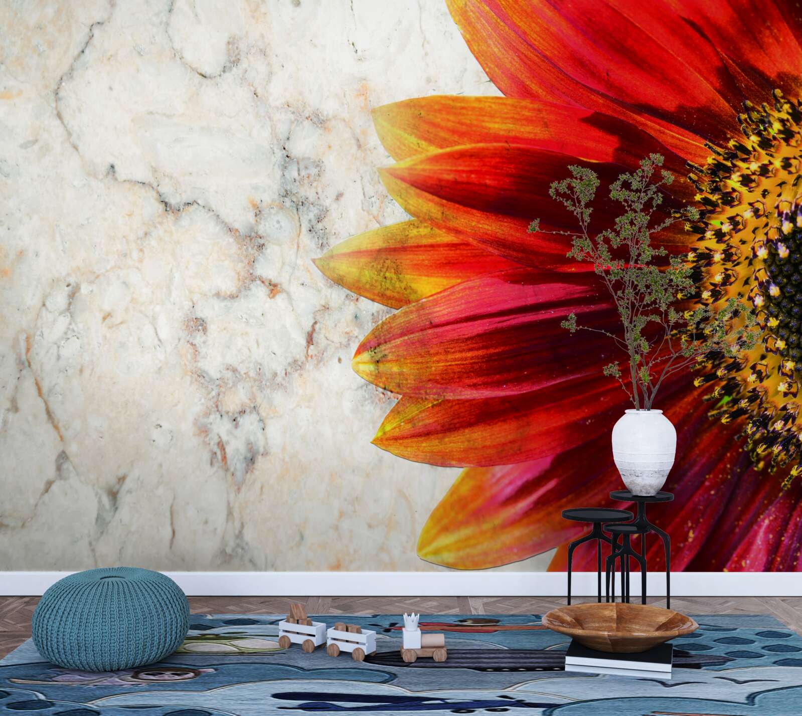 Papier peint énorme gerbera rouge-orange