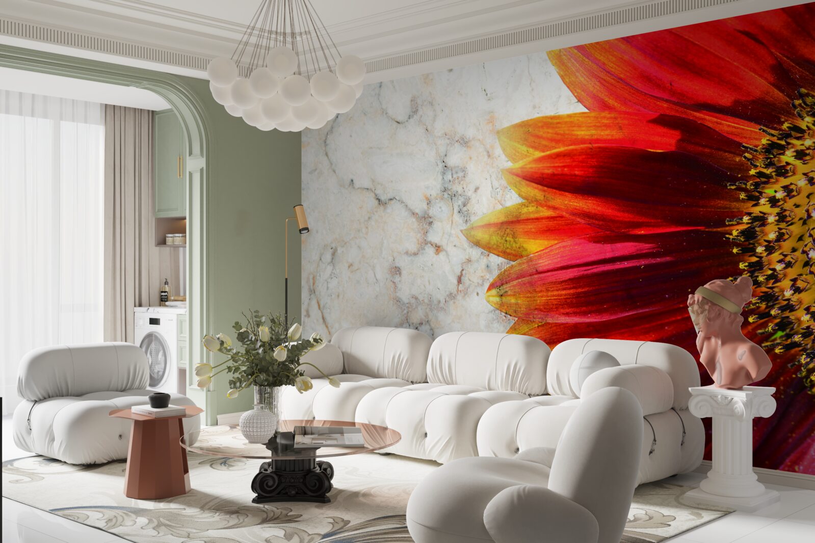 Papier peint énorme gerbera rouge-orange