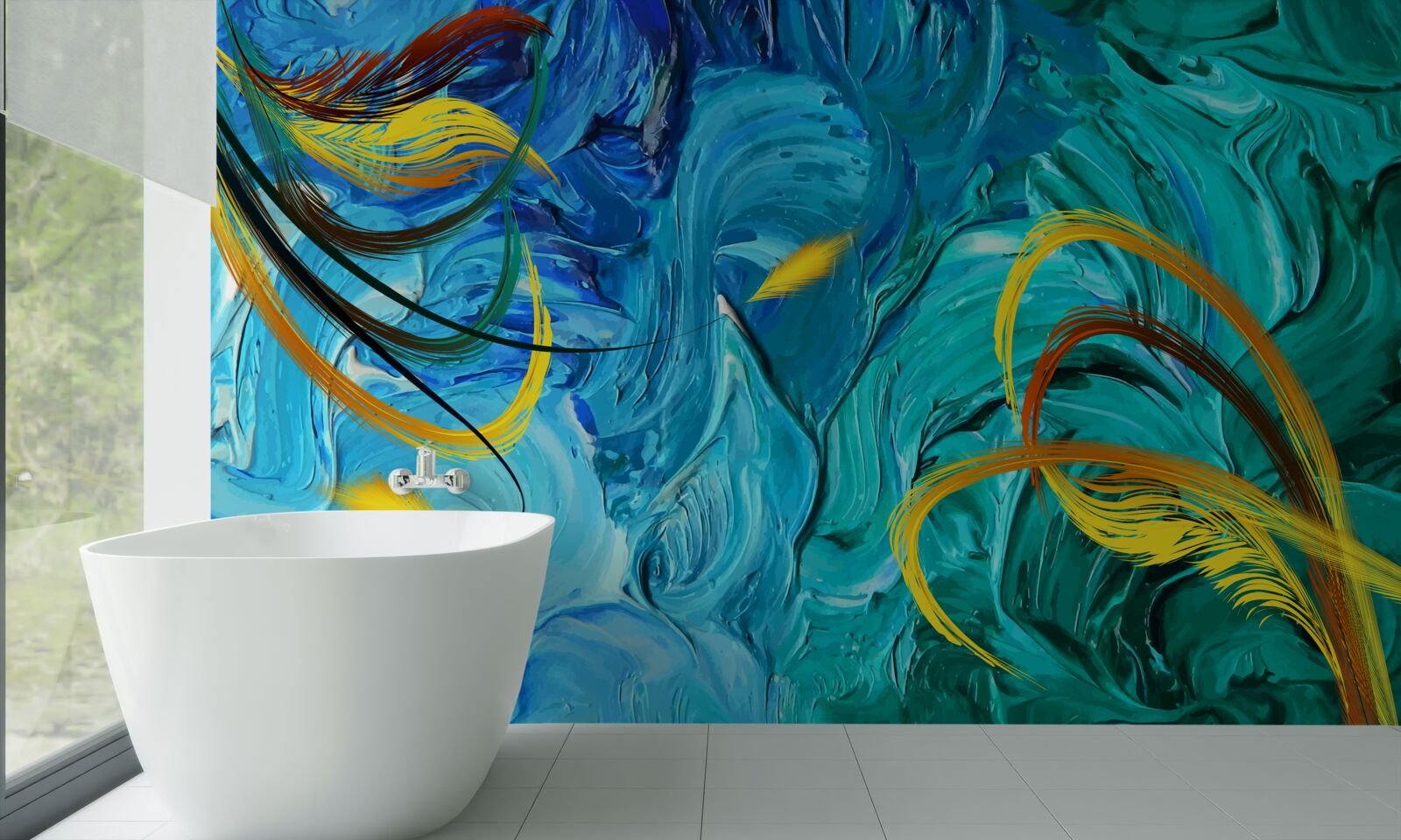 Papier peint pigments de gouache bleus en différentes teintes