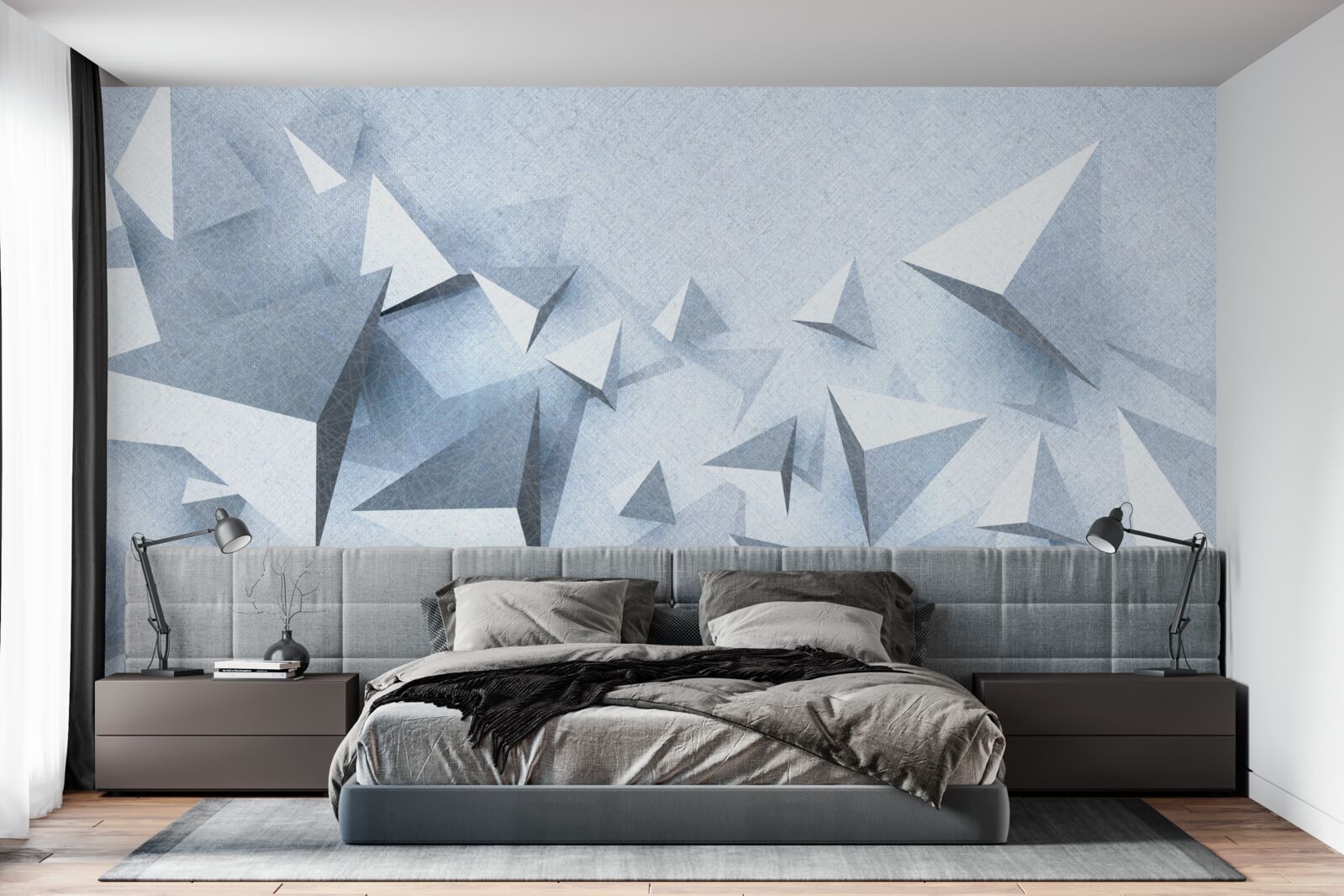 Papier peint les triangles volumétriques de différentes tailles sont blancs