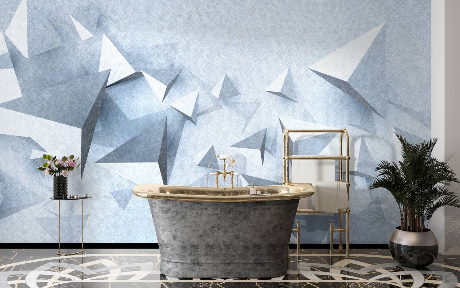 Papier peint les triangles volumétriques de différentes tailles sont blancs