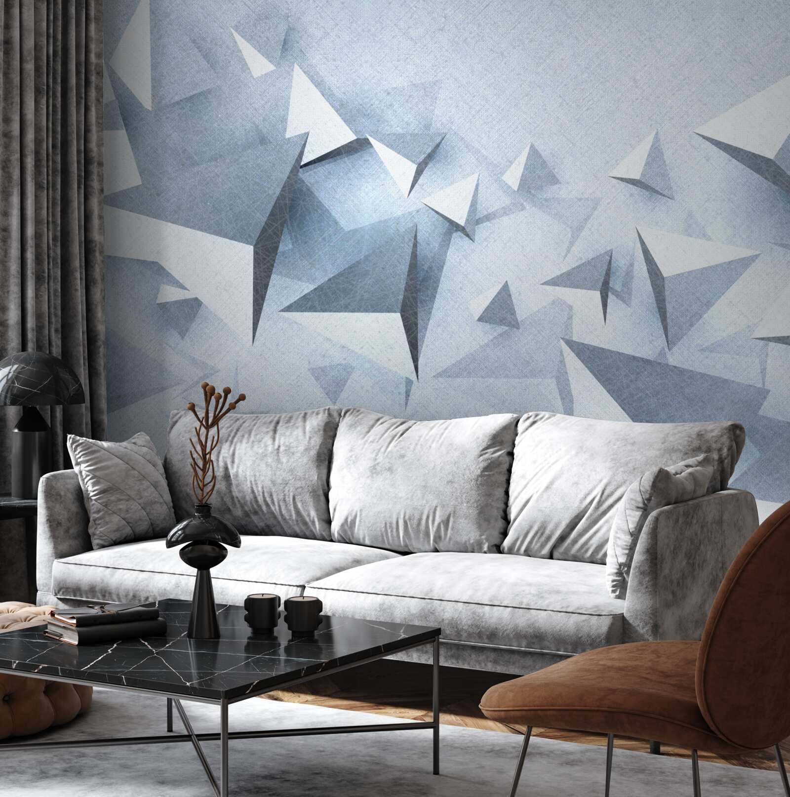 Papier peint les triangles volumétriques de différentes tailles sont blancs