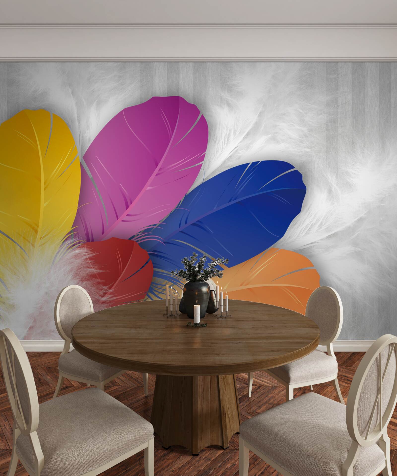 Papier peint des plumes brillantes et soigneusement polies