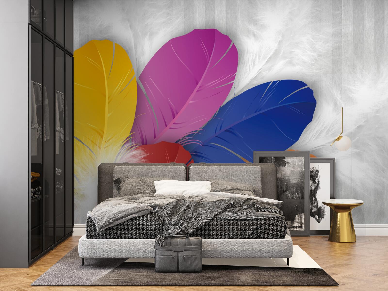 Papier peint des plumes brillantes et soigneusement polies