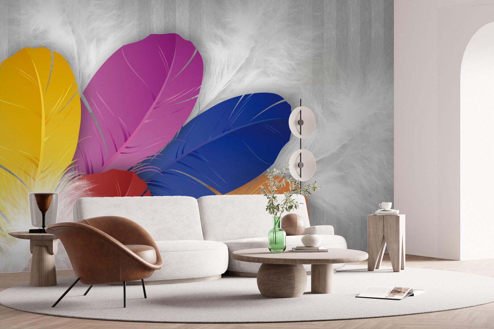 Papier peint des plumes brillantes et soigneusement polies