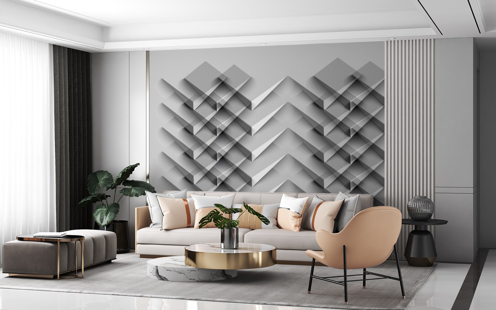 Papier peint Empilement de triangles en 3D