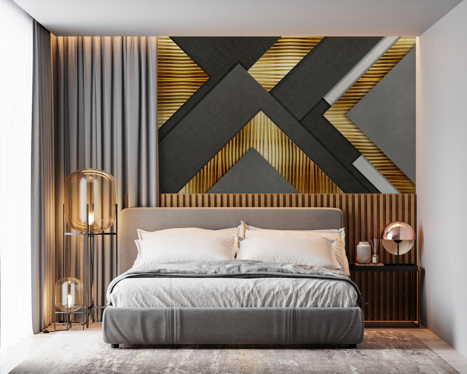 Papier peint les rectangles sont noirs avec des lignes dorées