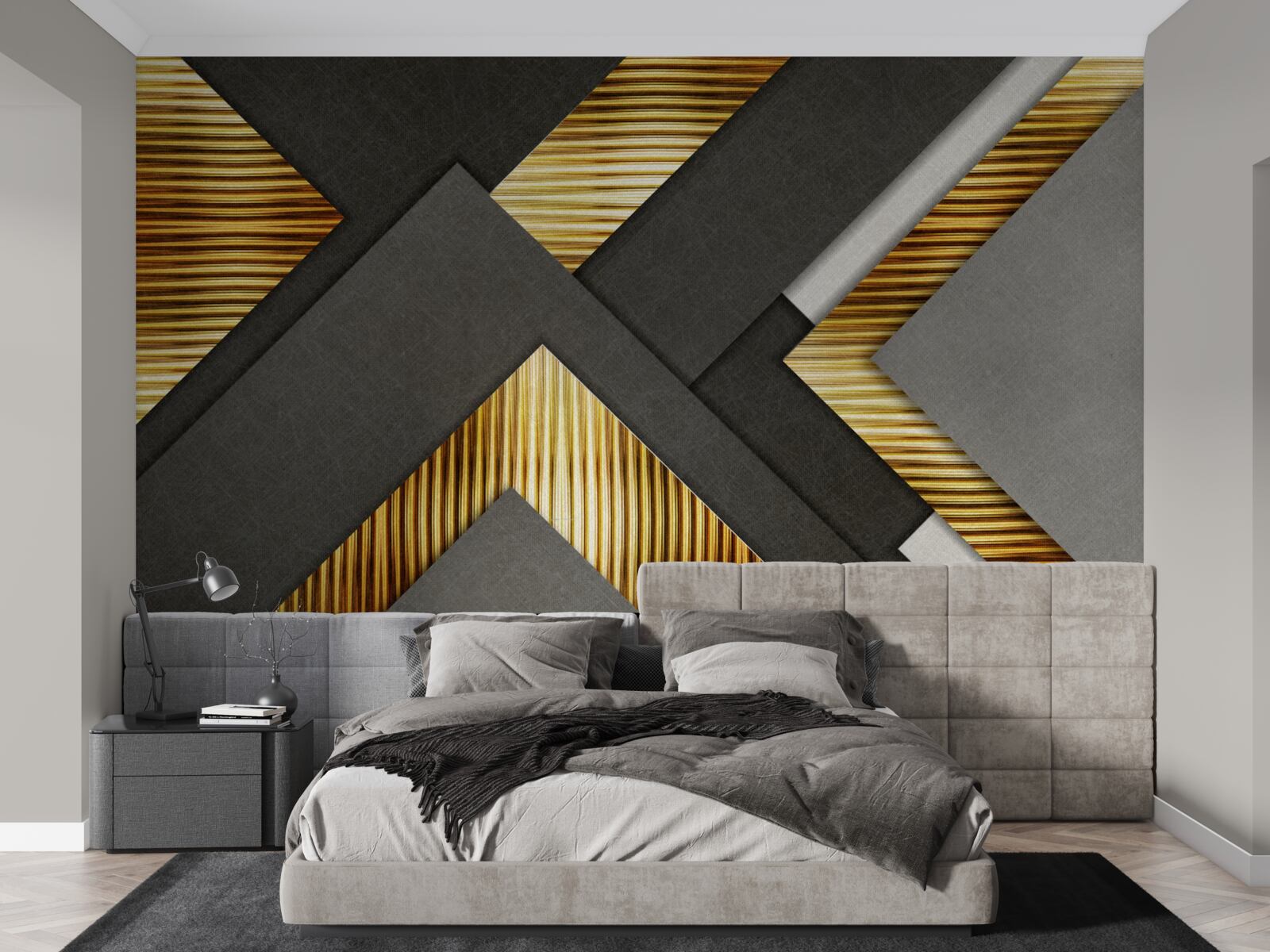 Papier peint les rectangles sont noirs avec des lignes dorées