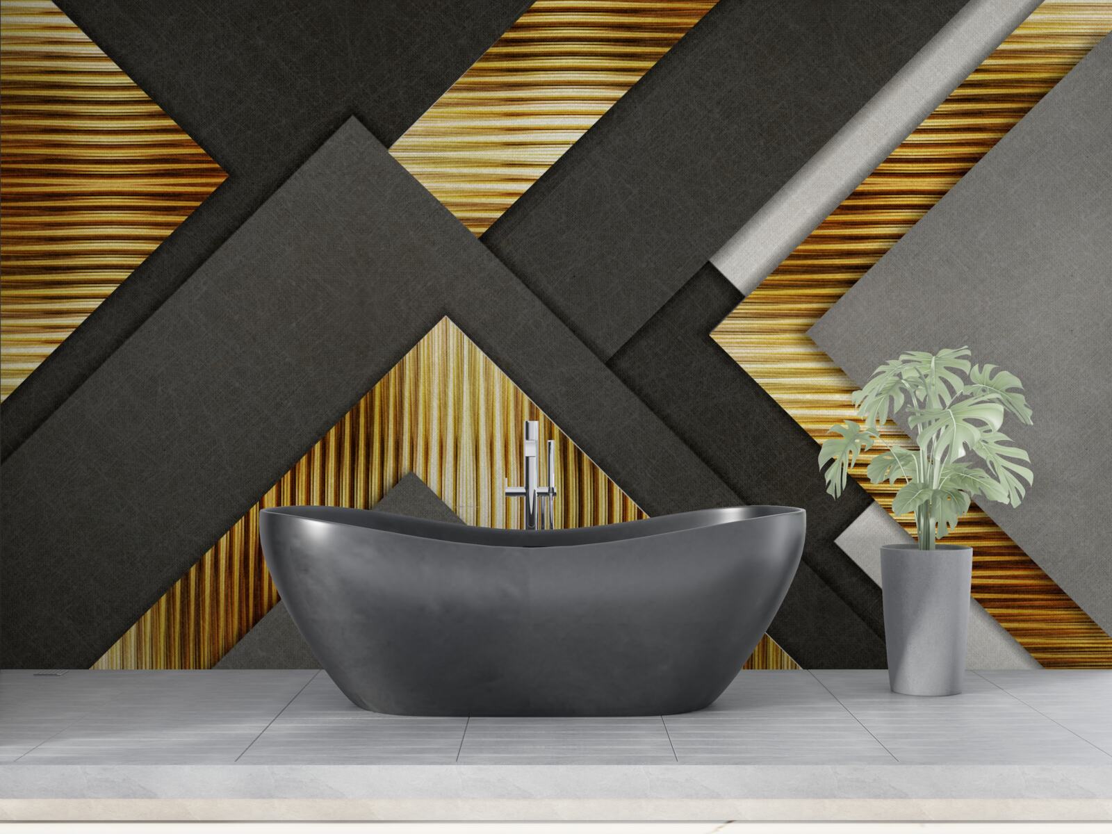 Papier peint les rectangles sont noirs avec des lignes dorées