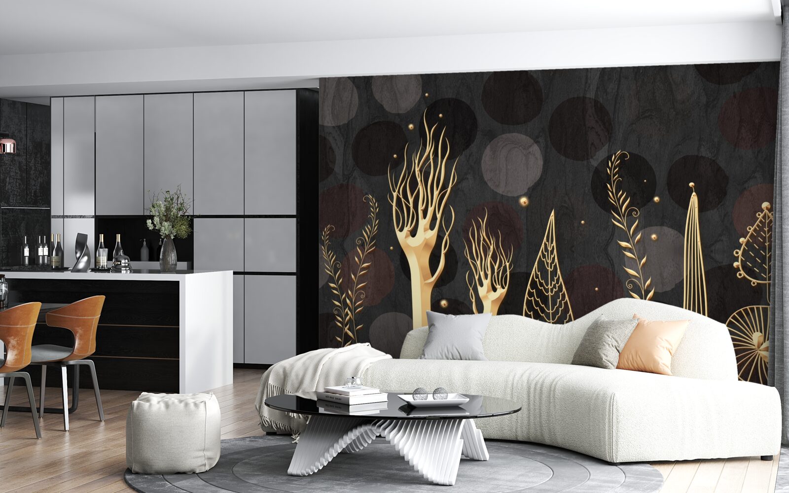 Papier peint la nuit parmi les arbres à feuilles caduques