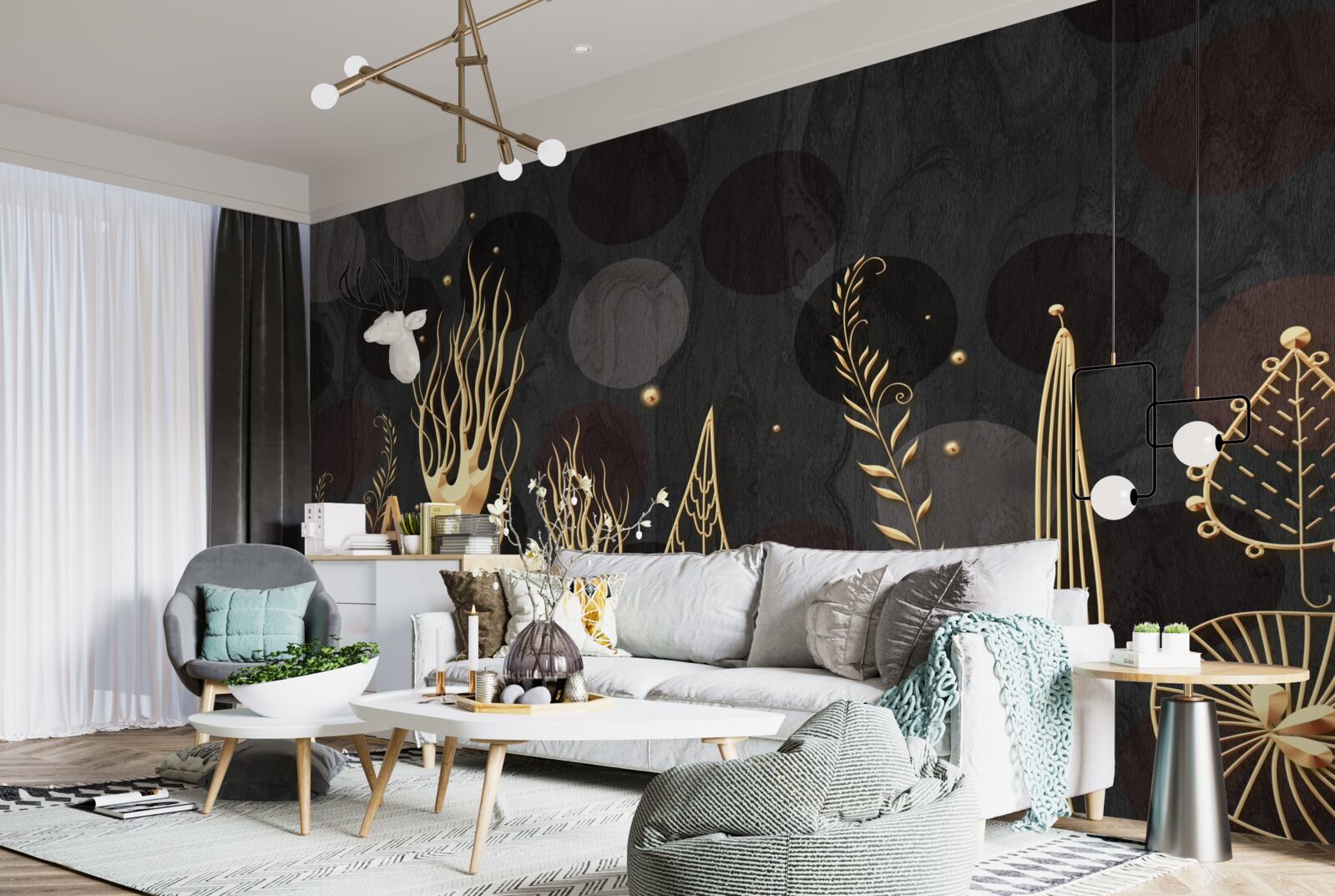 Papier peint la nuit parmi les arbres à feuilles caduques