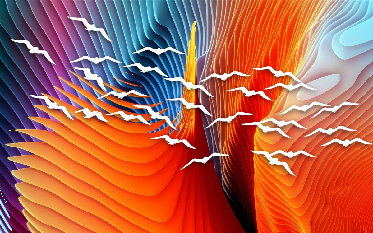 Papier peint sommaire des oiseaux dans les dunes