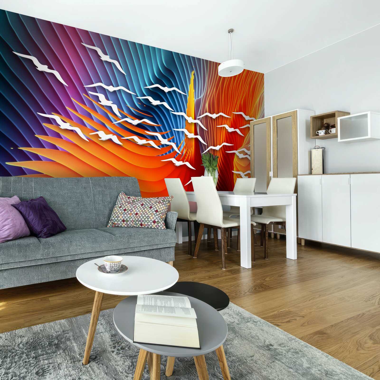 Papier peint sommaire des oiseaux dans les dunes