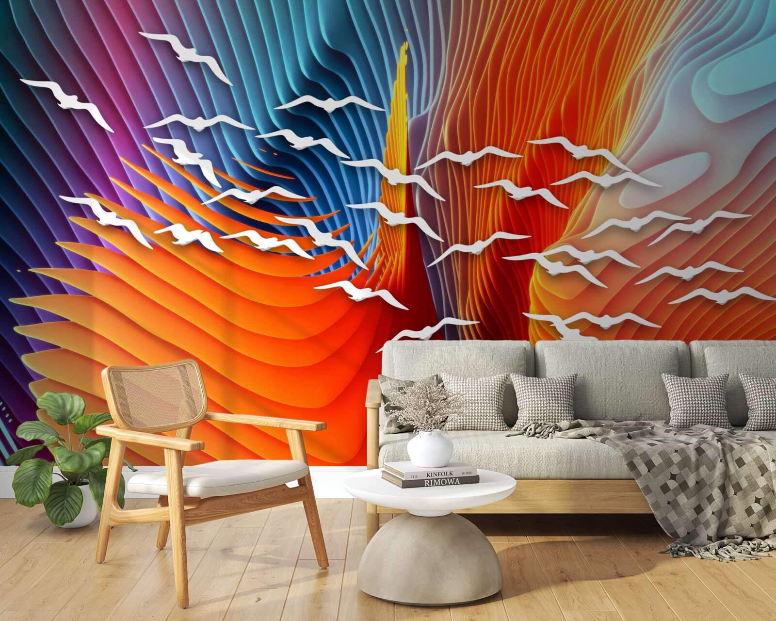 Papier peint sommaire des oiseaux dans les dunes