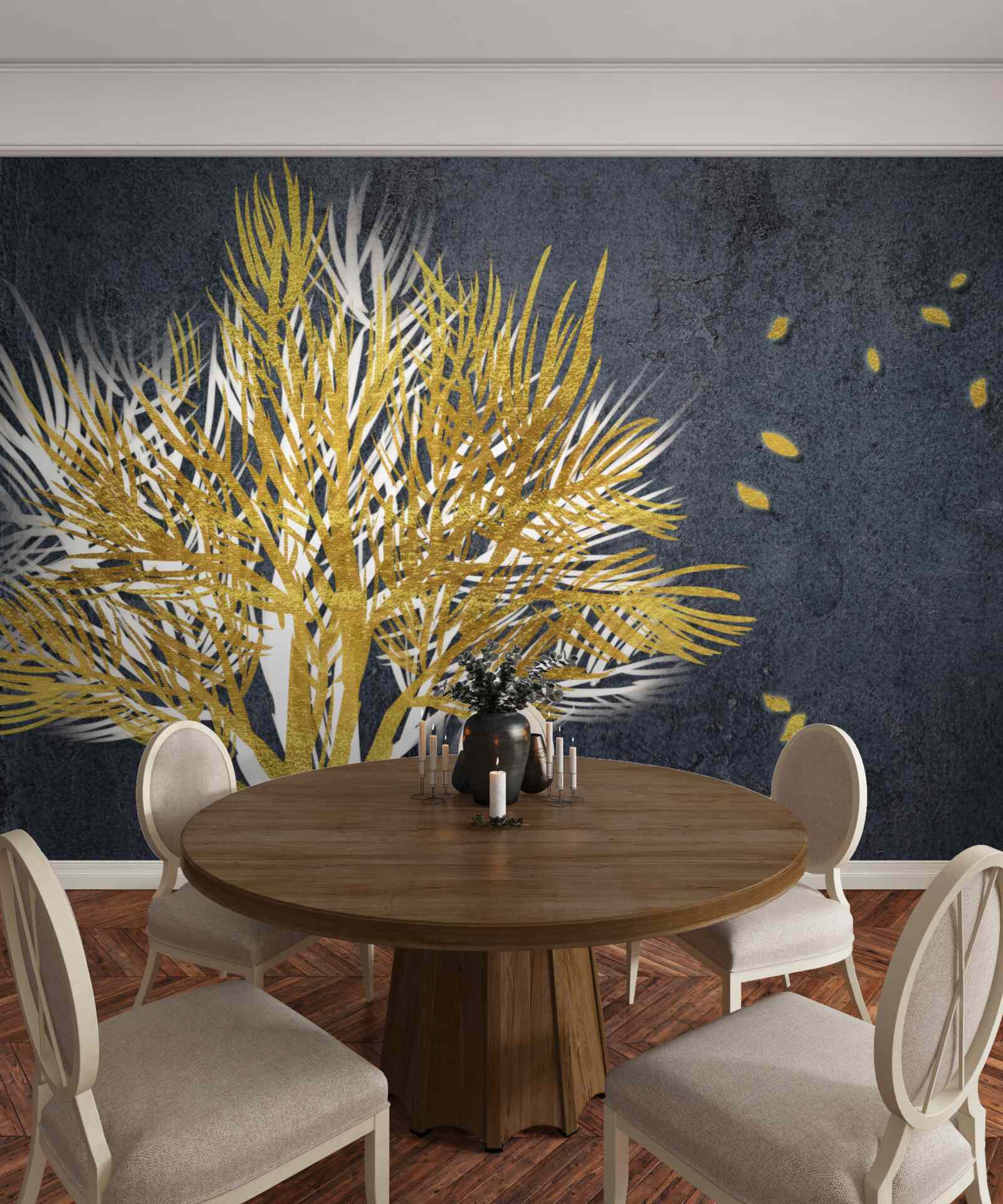 Papier peint les oiseaux s'envolent dans le ciel depuis la forêt gelée