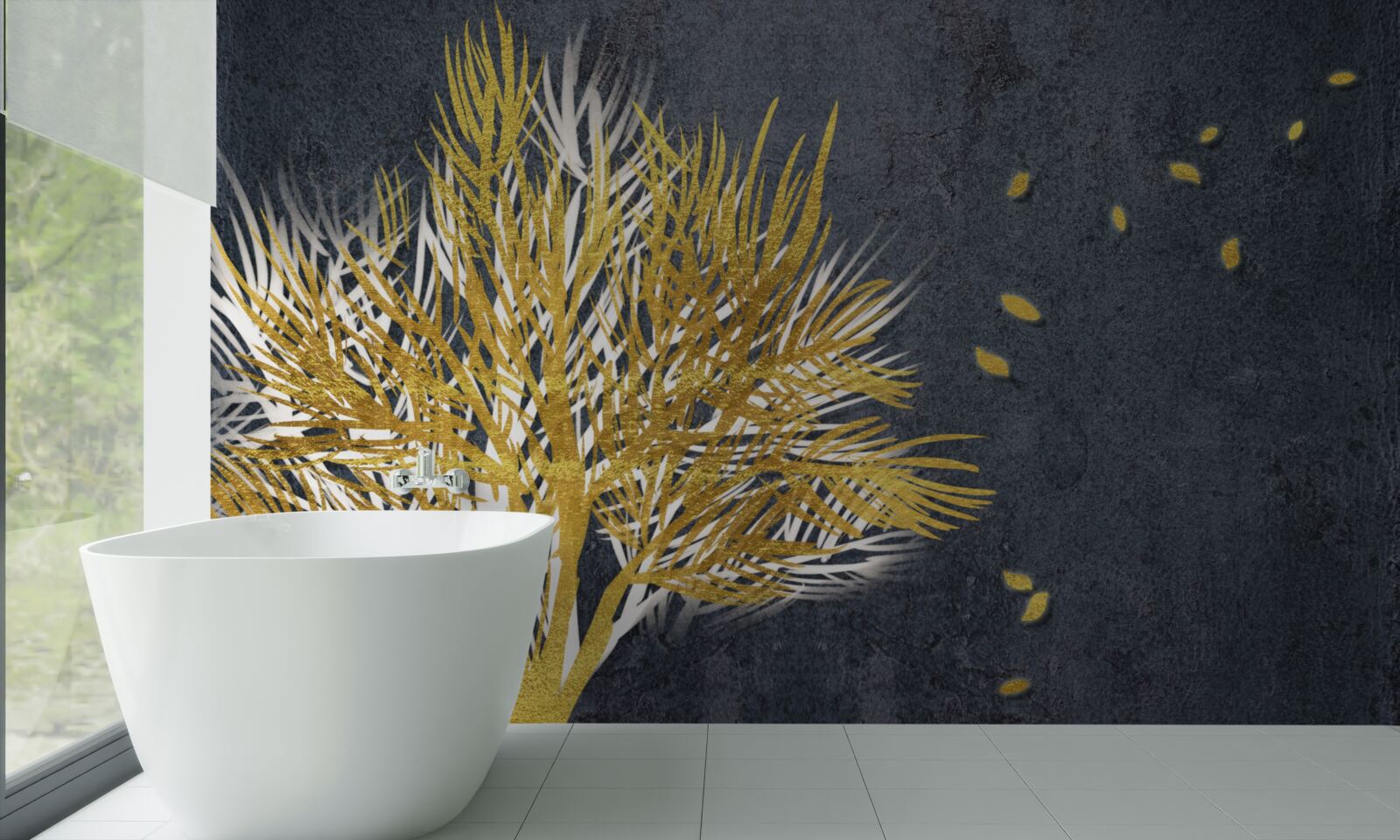 Papier peint les oiseaux s'envolent dans le ciel depuis la forêt gelée