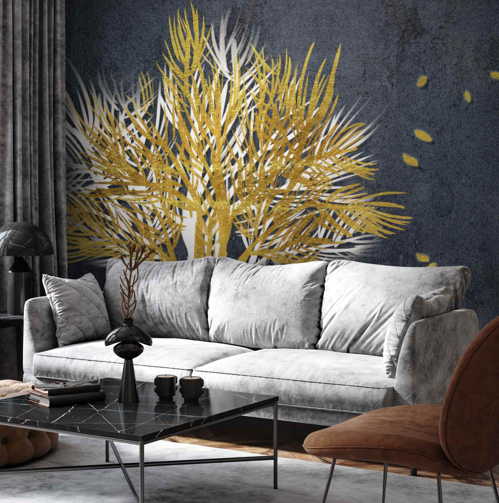 Papier peint les oiseaux s'envolent dans le ciel depuis la forêt gelée