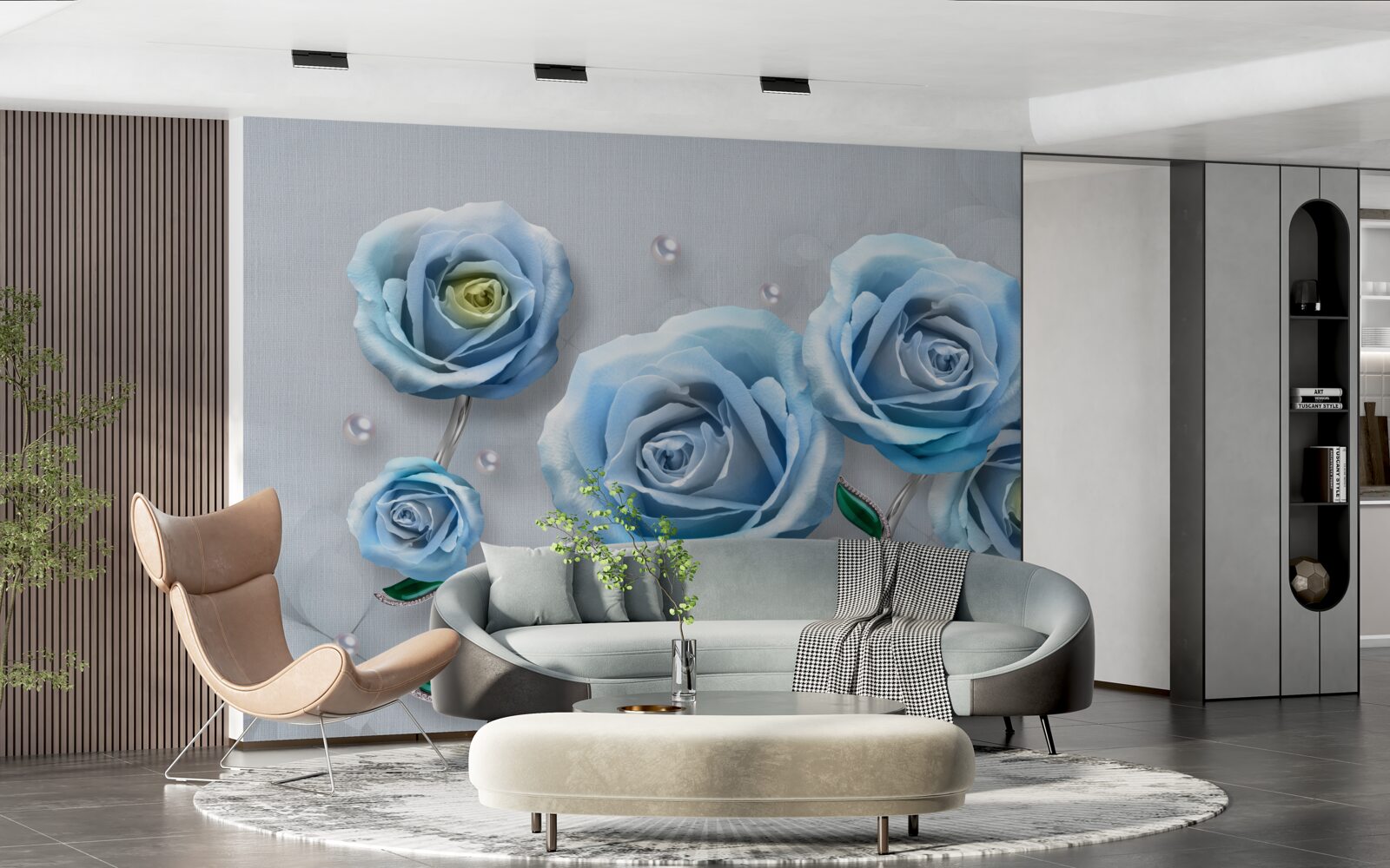 Papier peint set de roses bleues