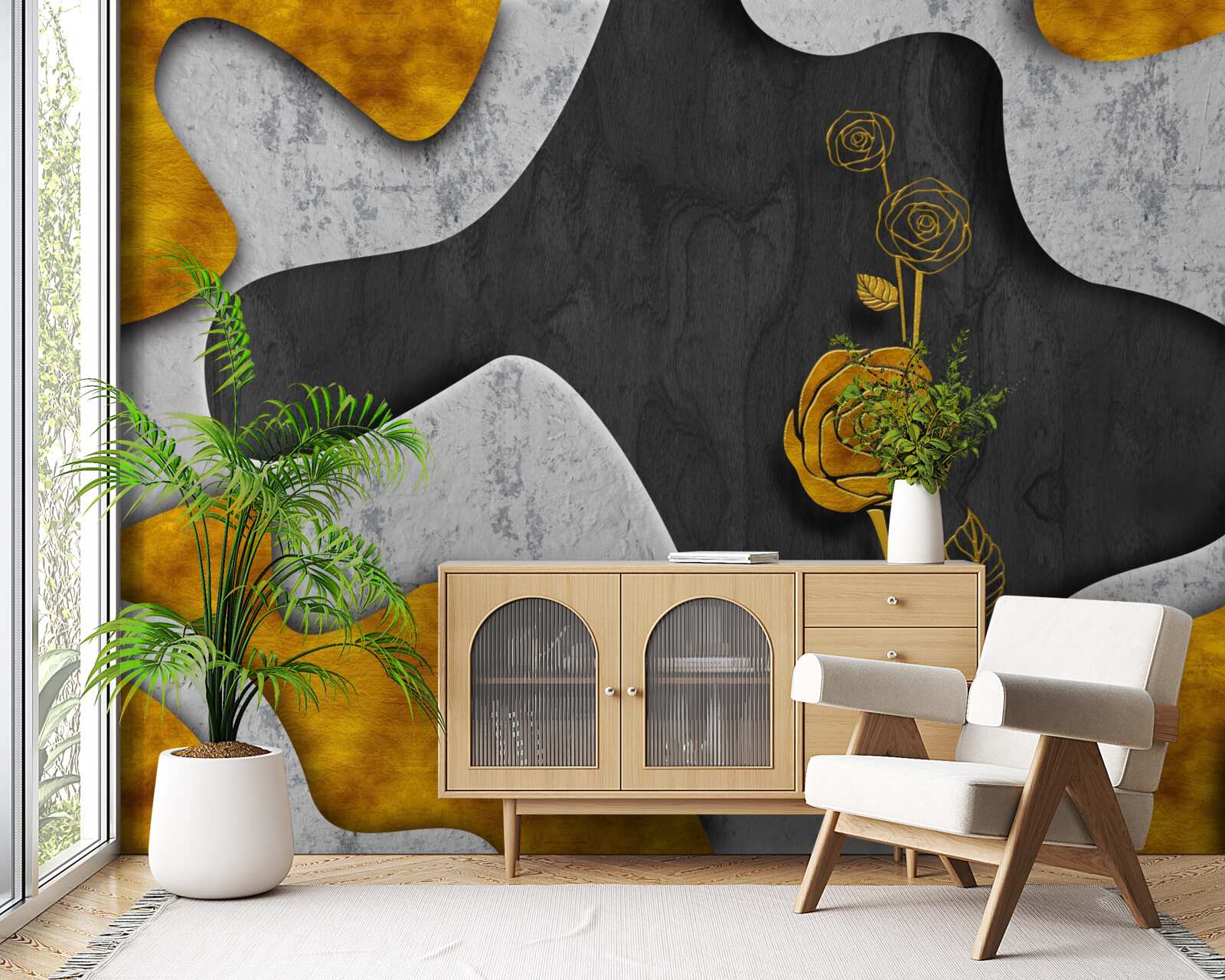 Papier peint rose d'or en décoration