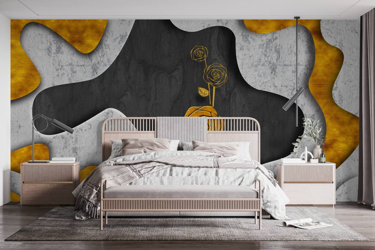 Papier peint rose d'or en décoration