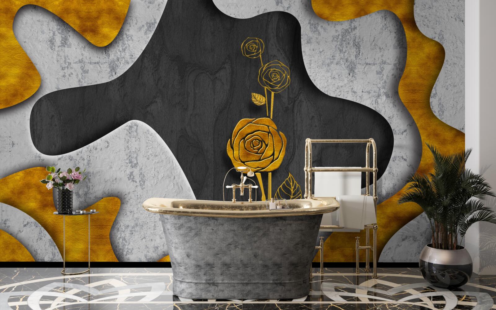 Papier peint rose d'or en décoration