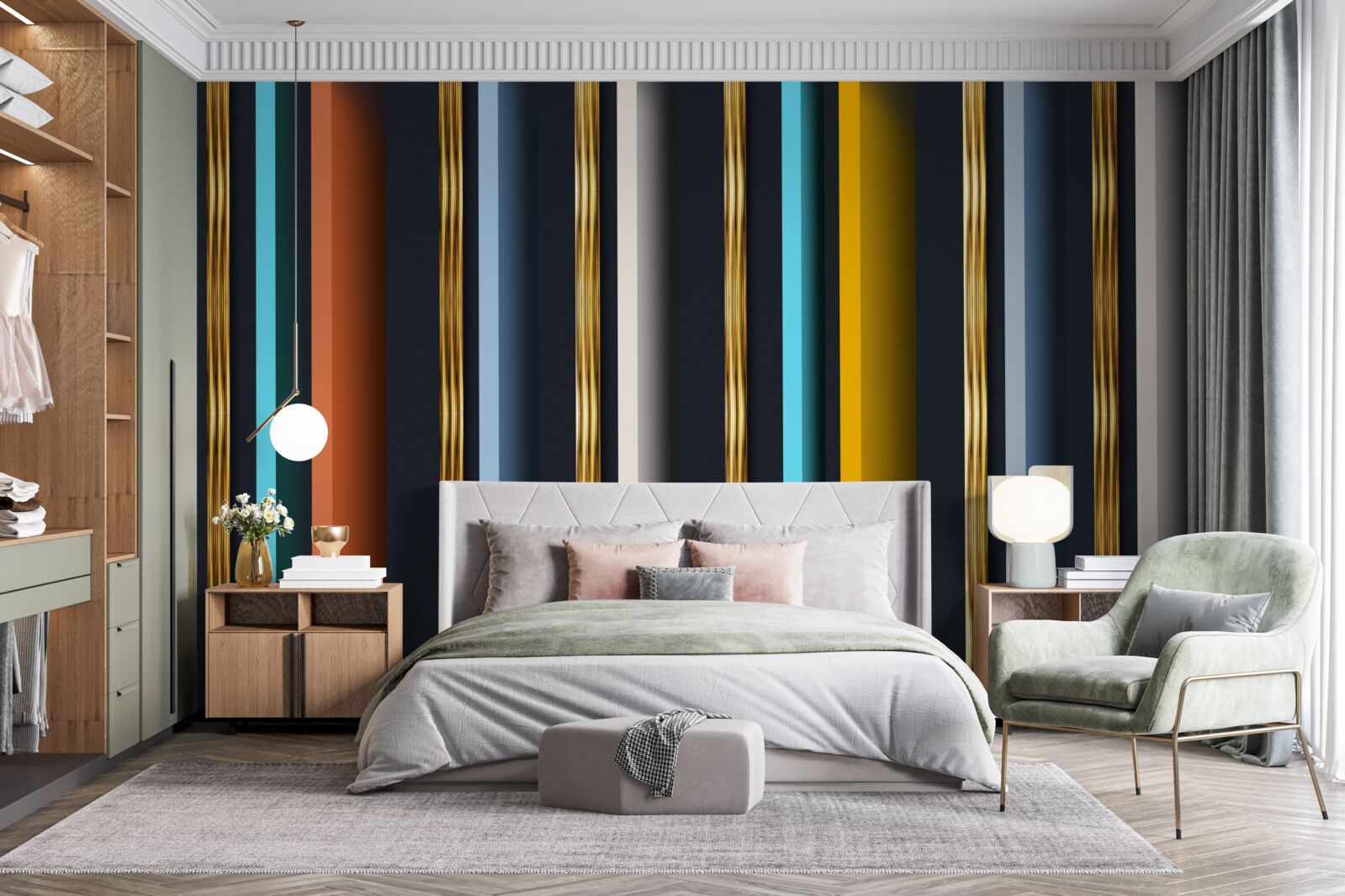 Papier peint lignes verticales de différentes couleurs