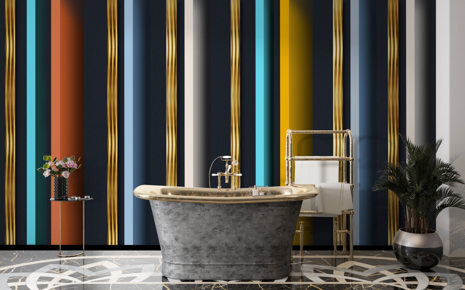 Papier peint lignes verticales de différentes couleurs