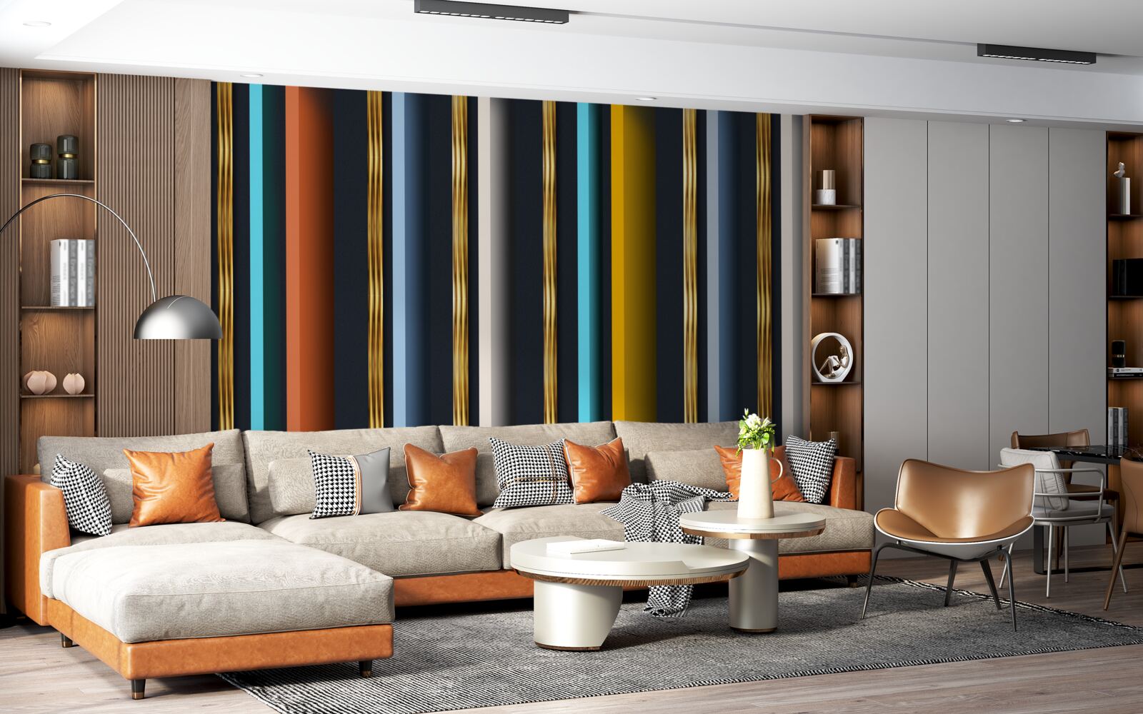 Papier peint lignes verticales de différentes couleurs