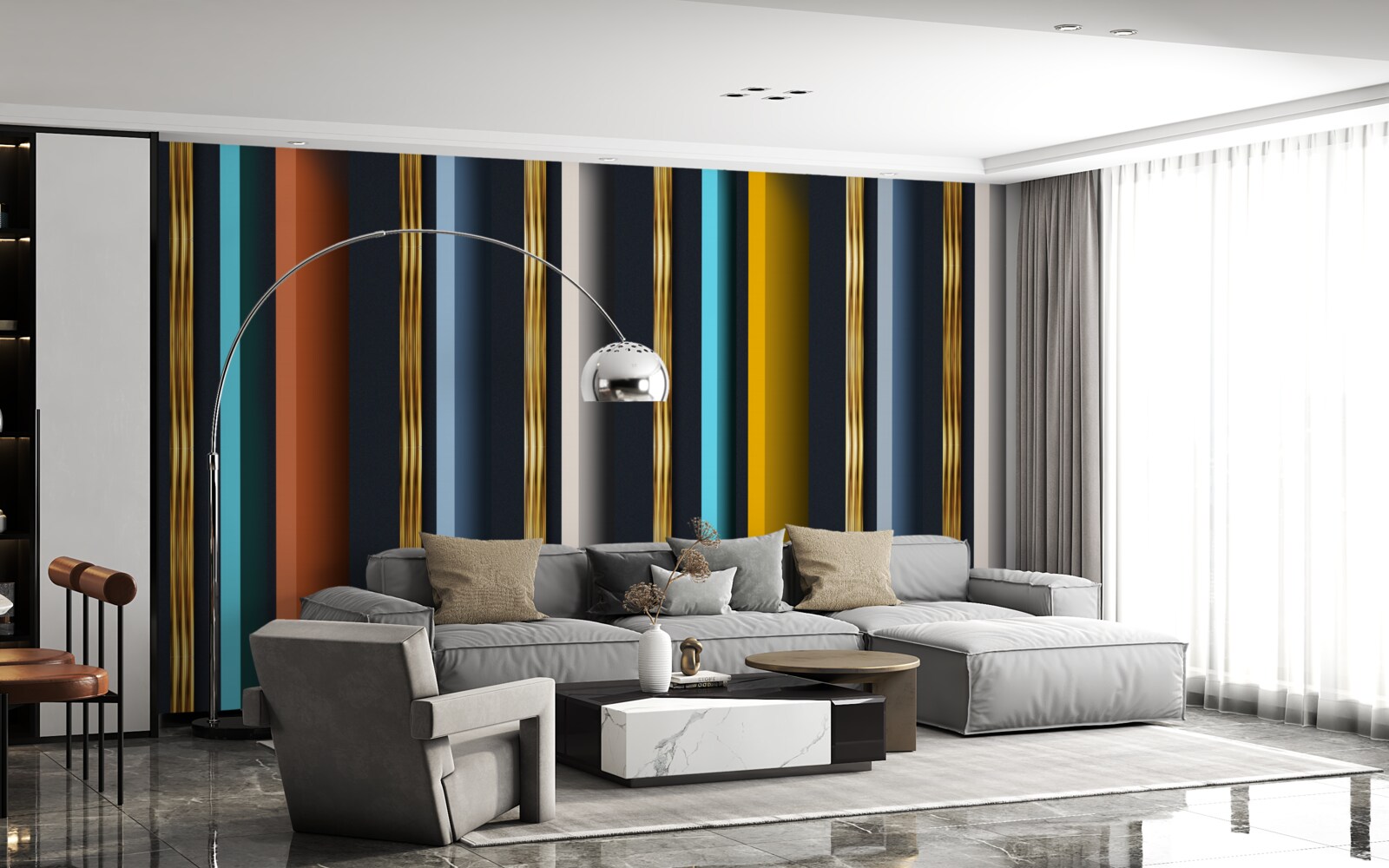 Papier peint lignes verticales de différentes couleurs