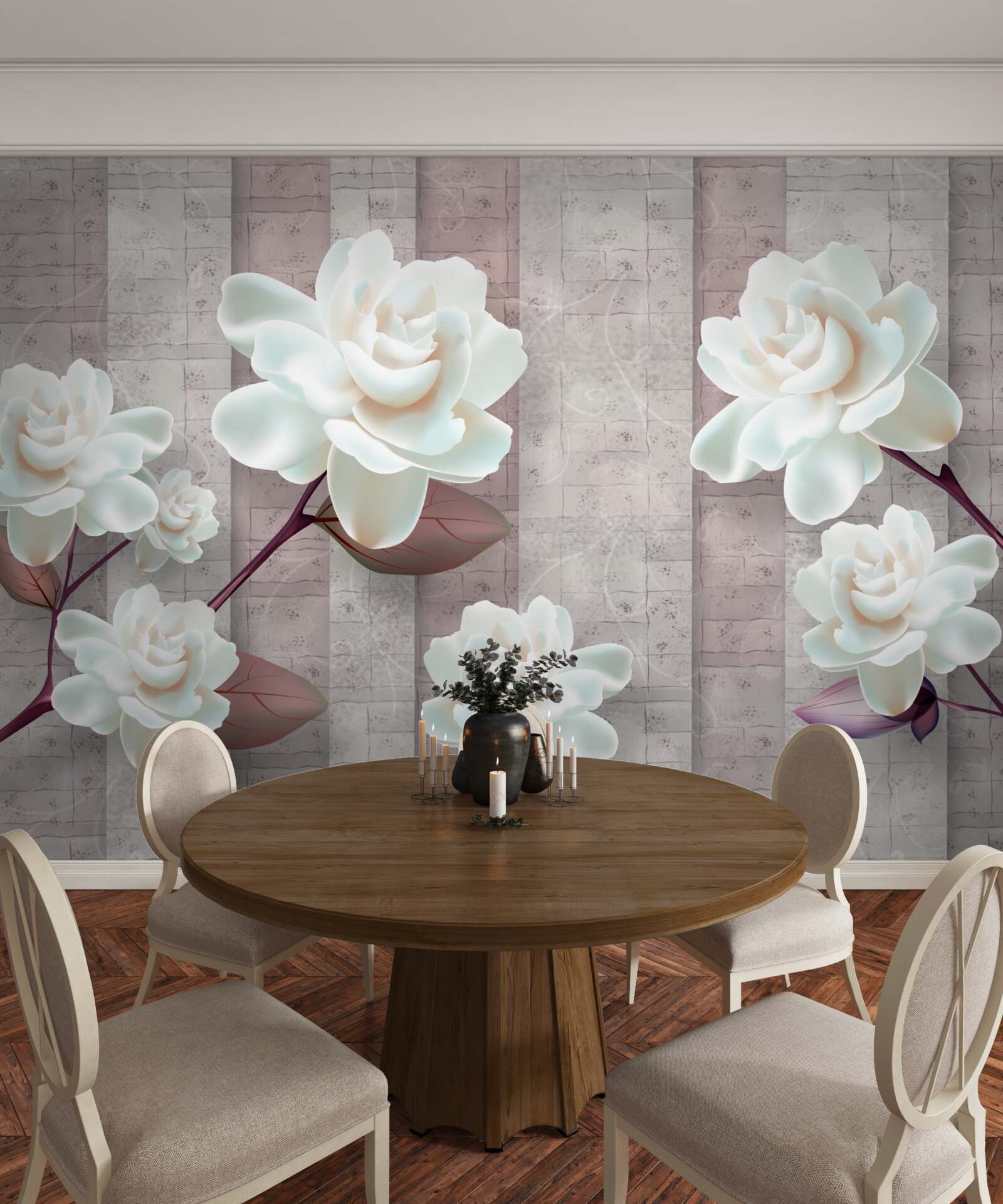 Papier peint des fleurs plus blanches que la neige sur les branches