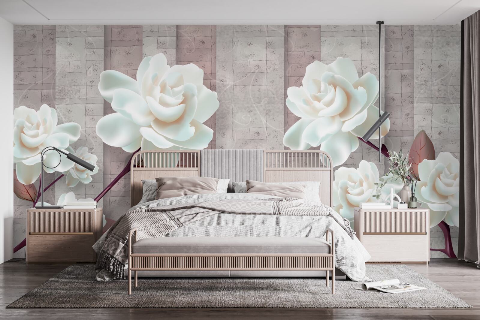 Papier peint des fleurs plus blanches que la neige sur les branches