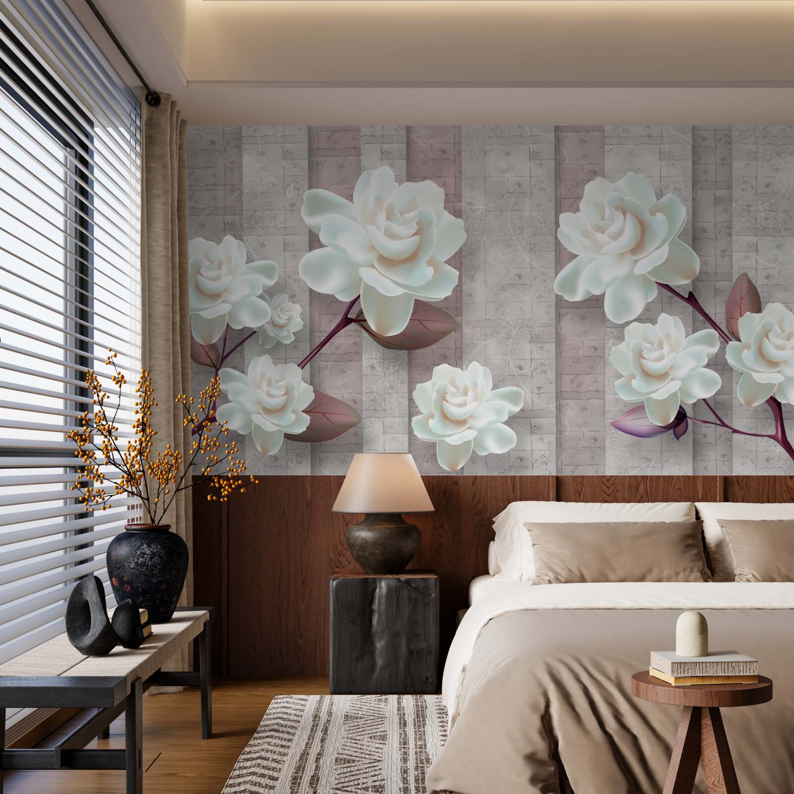 Papier peint des fleurs plus blanches que la neige sur les branches