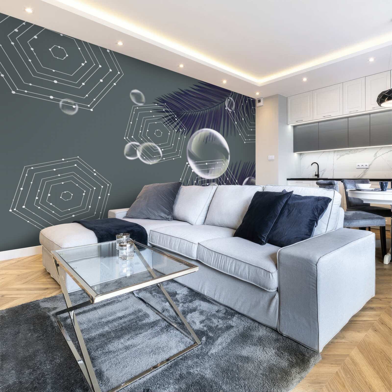 Papier peint géométrie et formes des feuilles