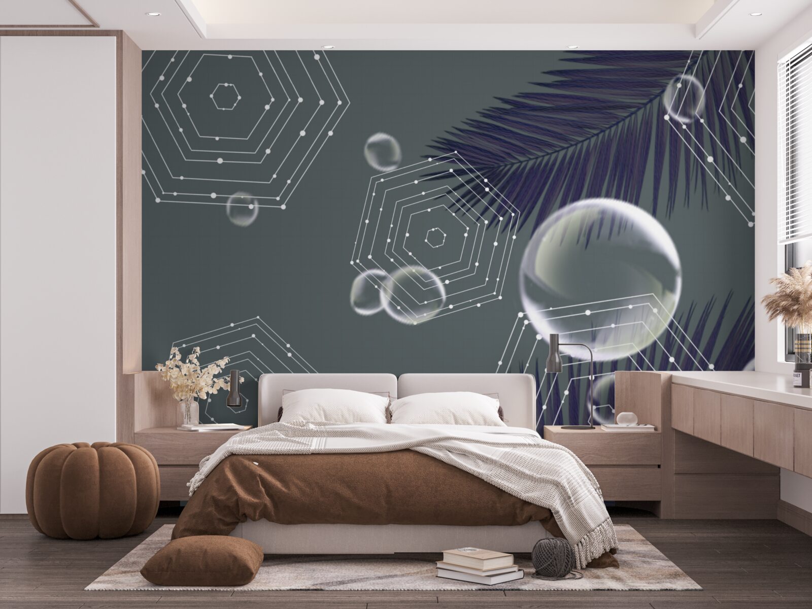 Papier peint géométrie et formes des feuilles