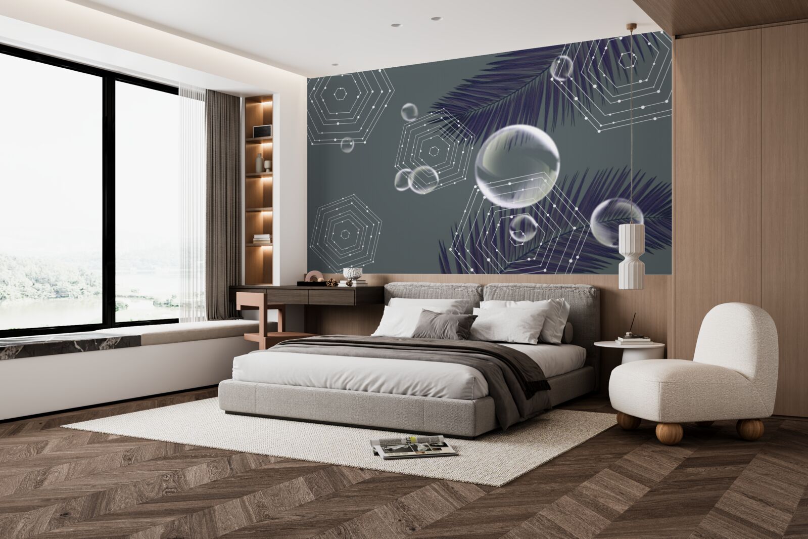 Papier peint géométrie et formes des feuilles