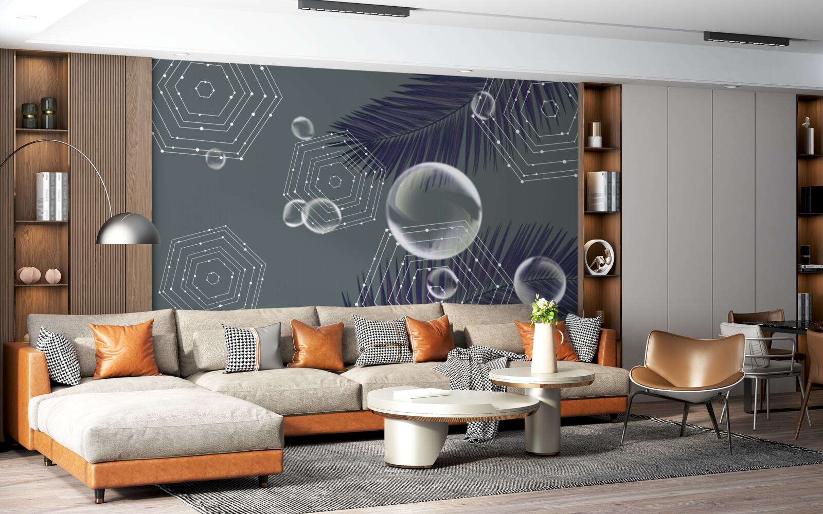 Papier peint géométrie et formes des feuilles