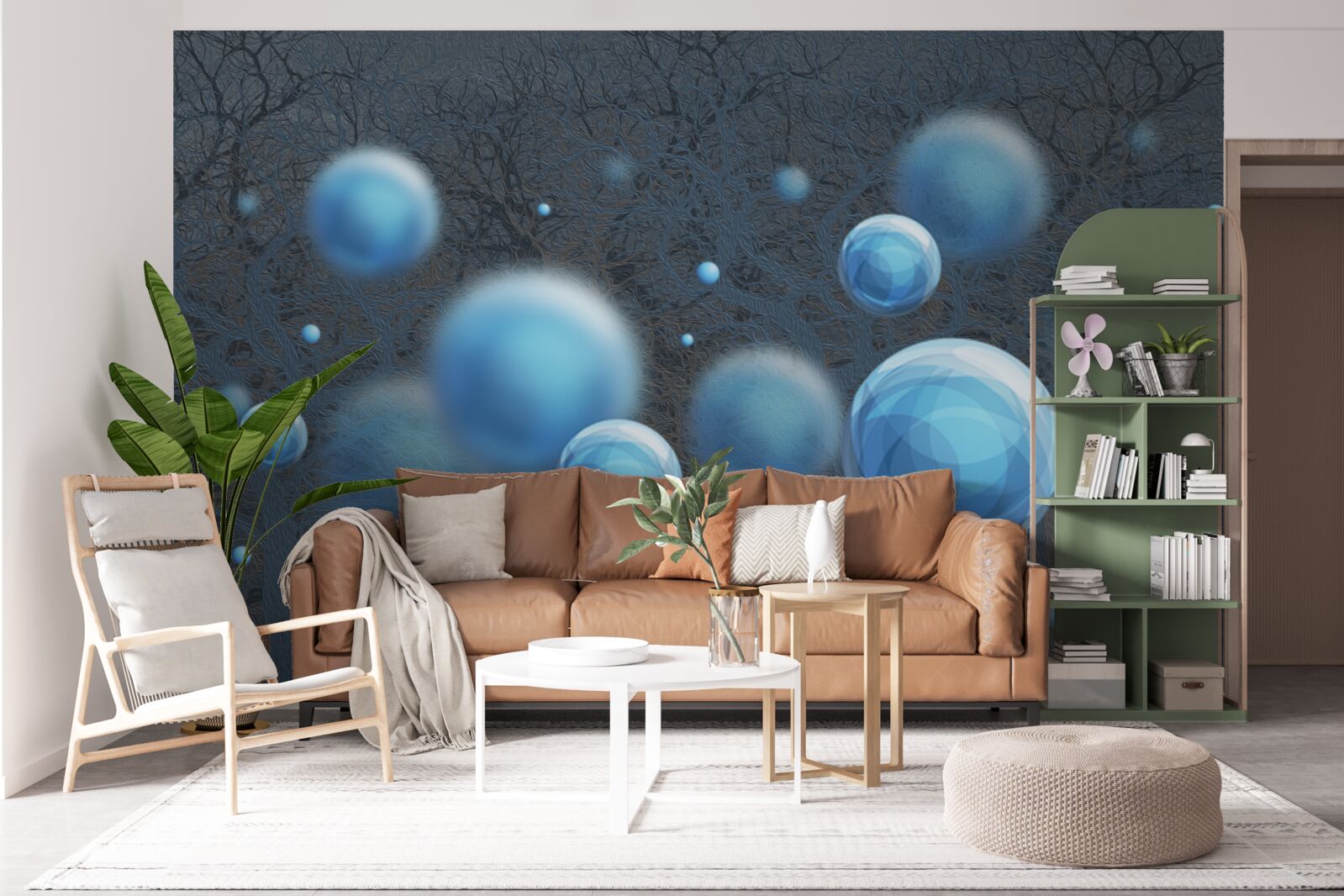 Papier peint l'eau s'élève en gouttelettes bleues