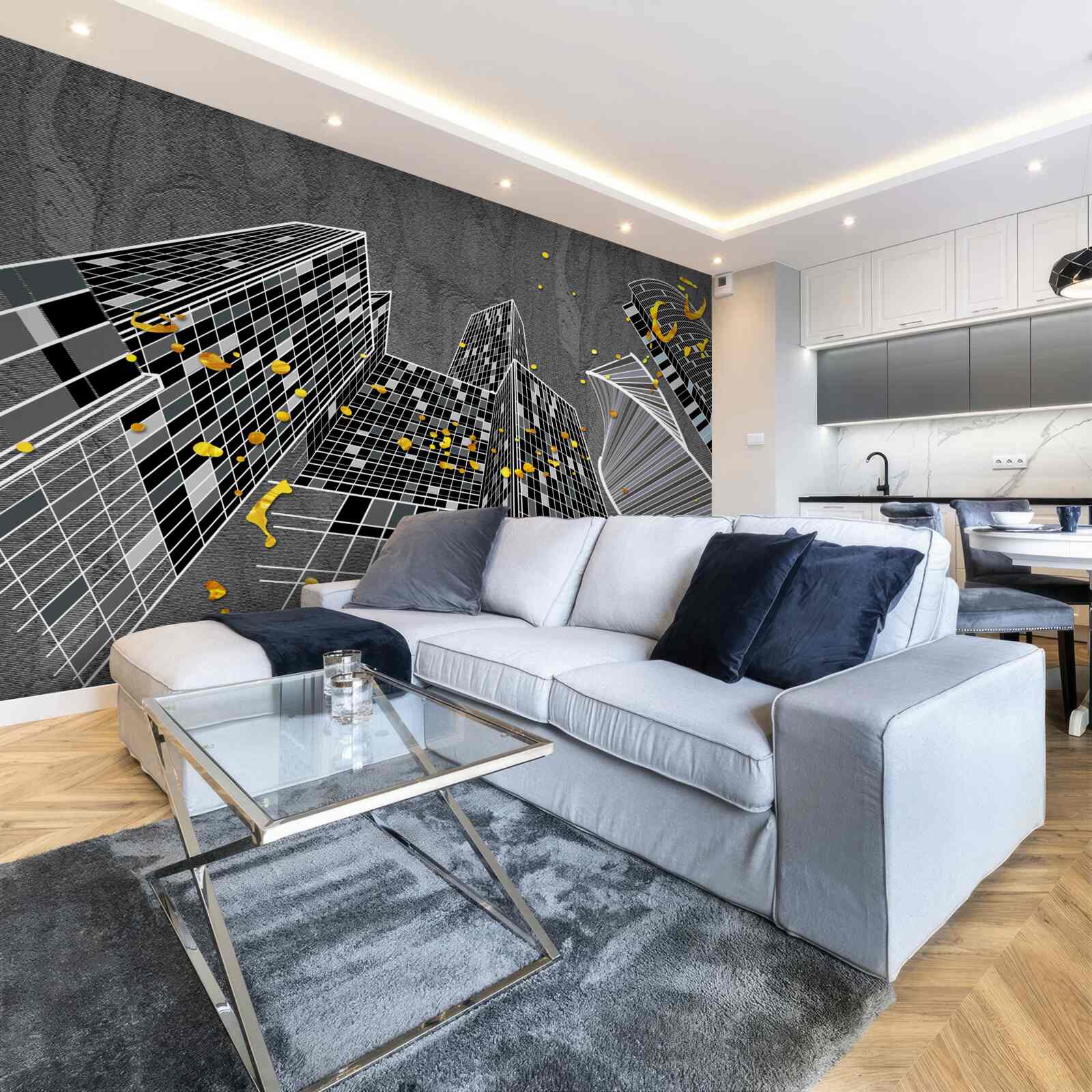 Papier peint architecture urbaine de style géométrique