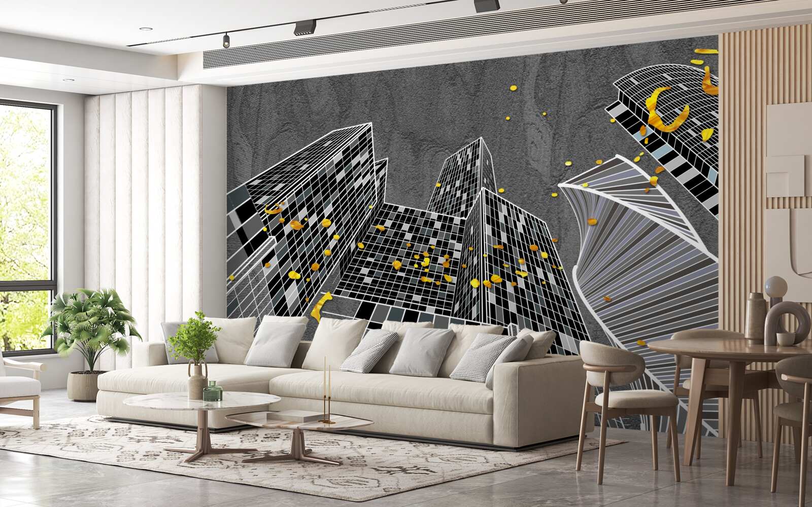 Papier peint architecture urbaine de style géométrique