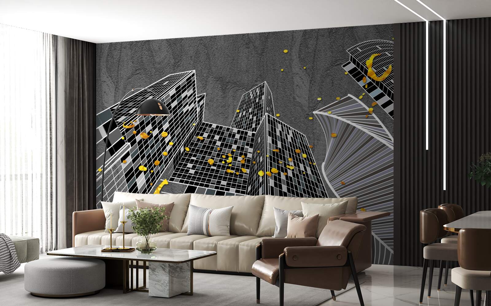 Papier peint architecture urbaine de style géométrique