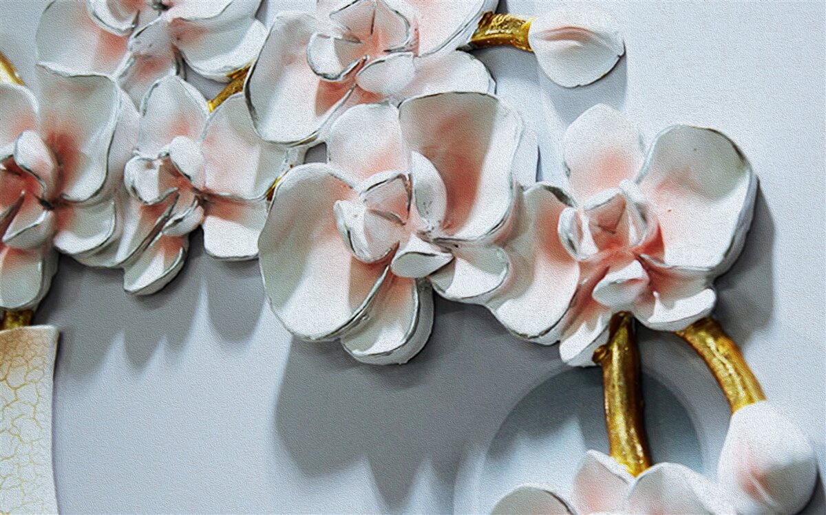 Papier peint contourner les branches d'une orchidée blanche comme la neige