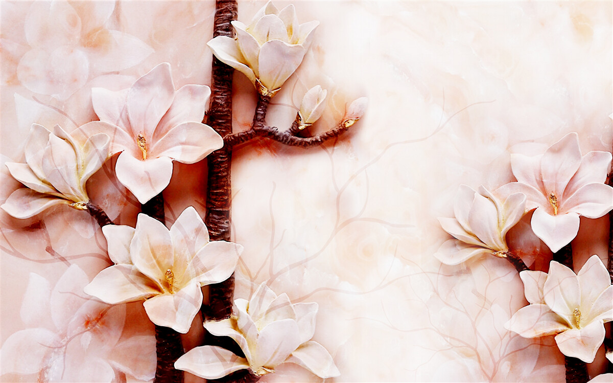 Papier peint les branches du gracieux magnolia rosé