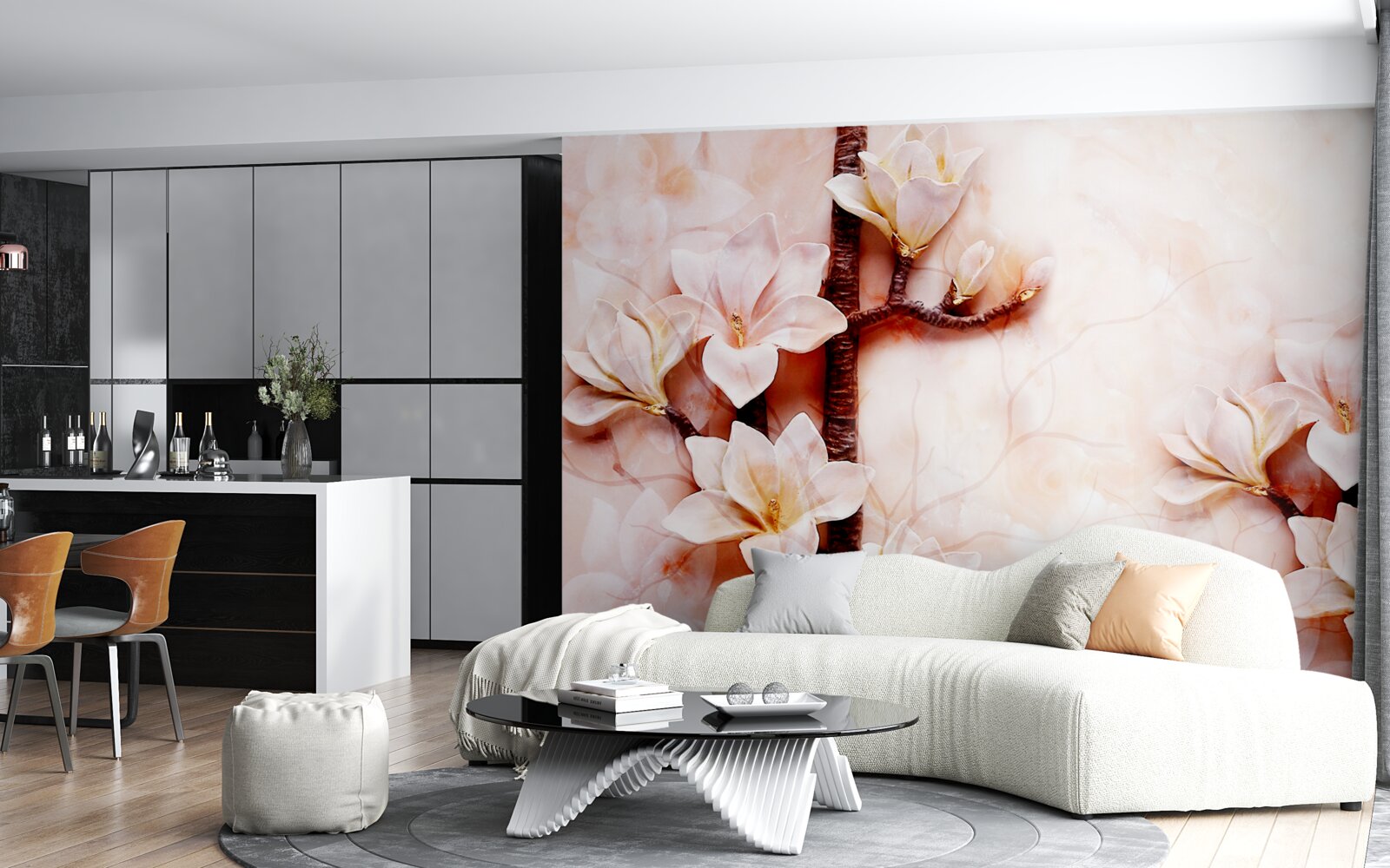 Papier peint les branches du gracieux magnolia rosé