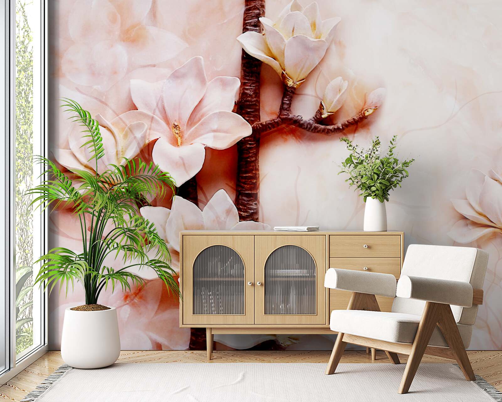 Papier peint les branches du gracieux magnolia rosé