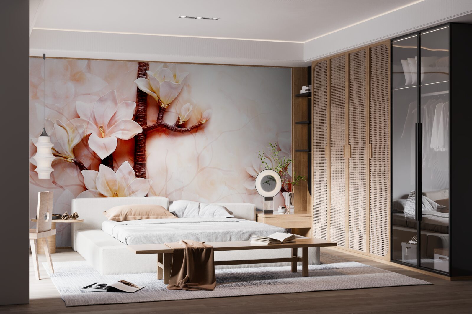 Papier peint les branches du gracieux magnolia rosé