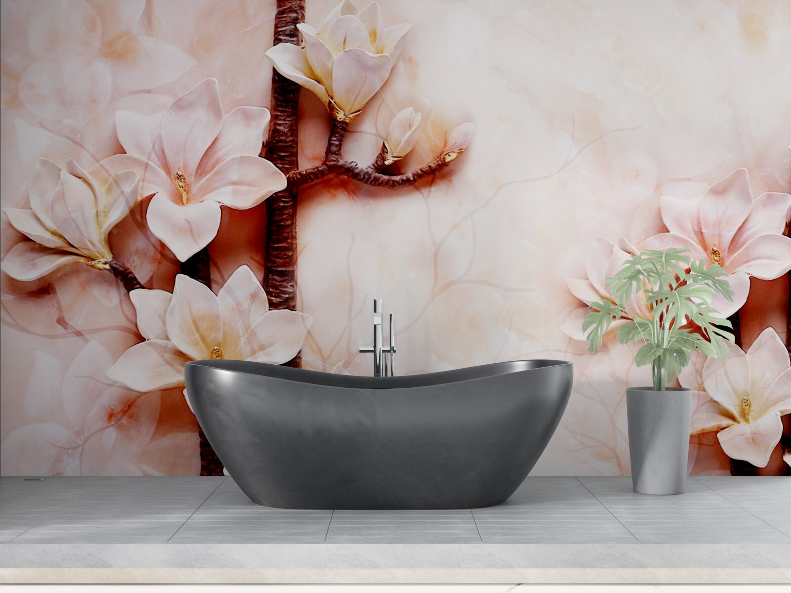 Papier peint les branches du gracieux magnolia rosé