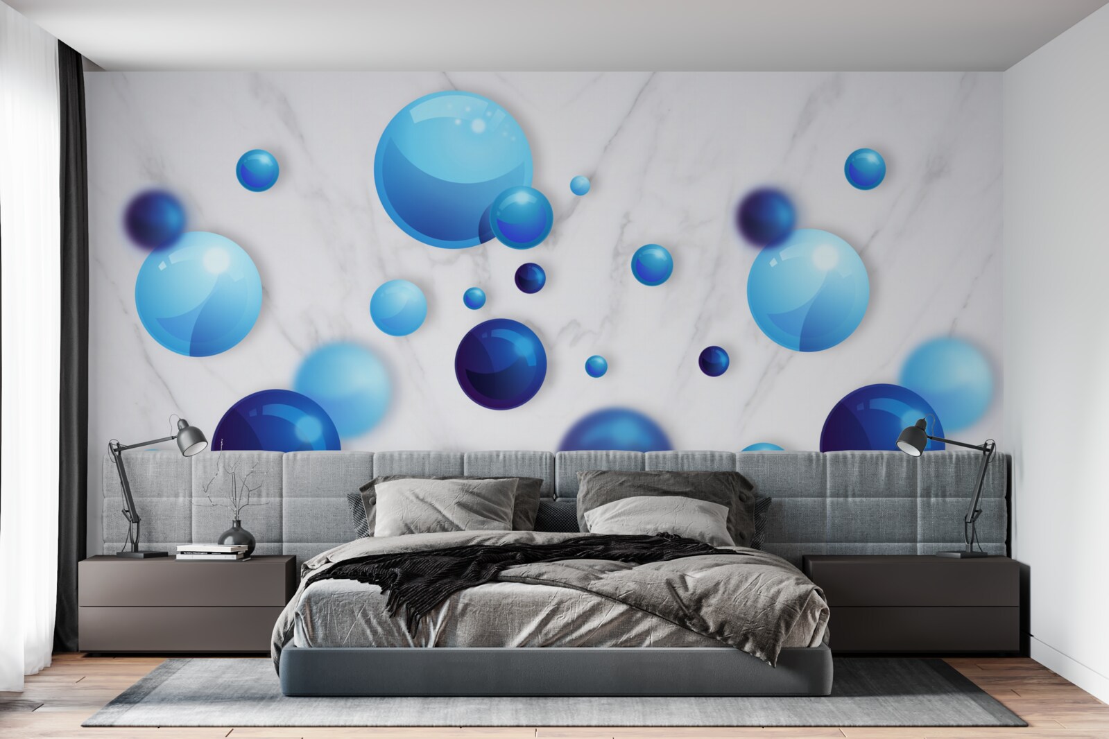 Papier peint ampoules bleues et bleues claires glissantes