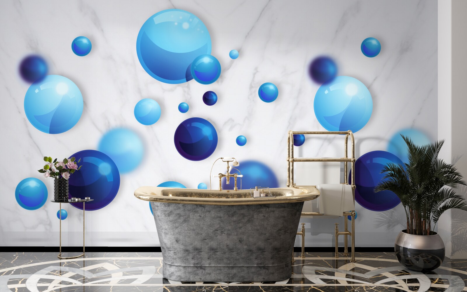 Papier peint ampoules bleues et bleues claires glissantes